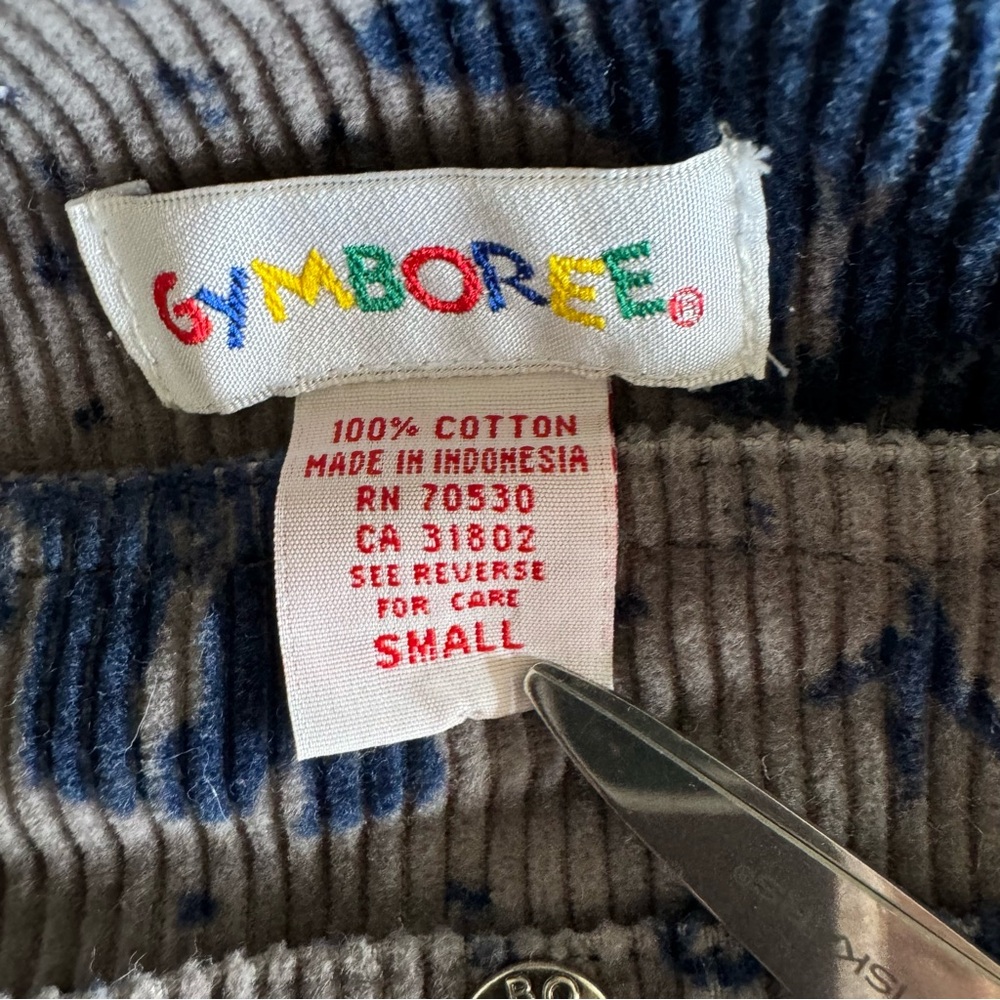 Gymboree Corduroy Overalls Size Small Vintage Gray Bear Toddler Adjustable - Picture 7 of 15
